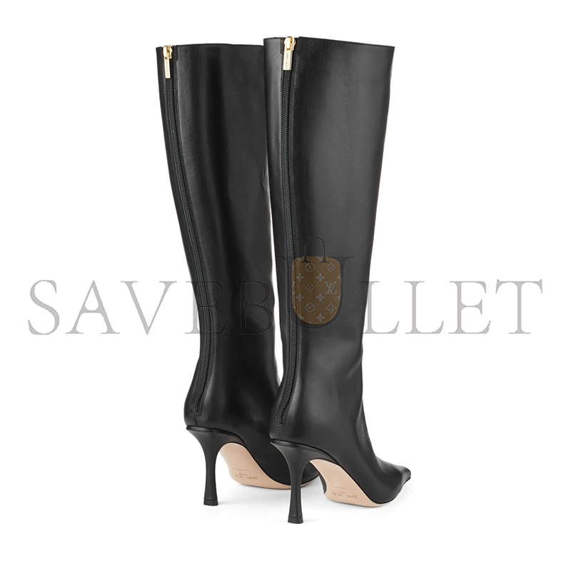 JIMMY CHOO AGATHE KNEE BOOT 85 BLACK CALF LEATHER KNEE-HIGH BOOTS AGATHEKB85LTC JIMMY CHOO AGATHE KNEE BOOT 85 BLACK CALF LEATHER KNEE-HIGH BOOTS AGATHEKB85LTC